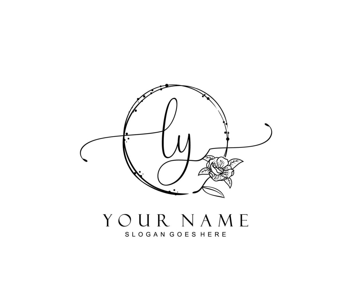 Initial LY beauty monogram and elegant logo design, handwriting logo of initial signature, wedding, fashion, floral and botanical with creative template. vector