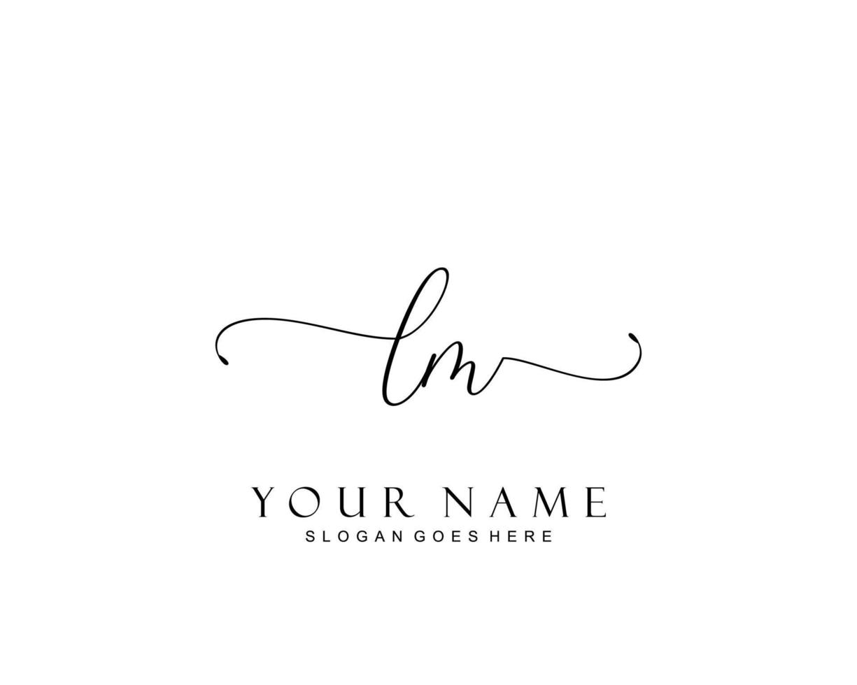 Initial LM beauty monogram and elegant logo design, handwriting logo of initial signature, wedding, fashion, floral and botanical with creative template. vector