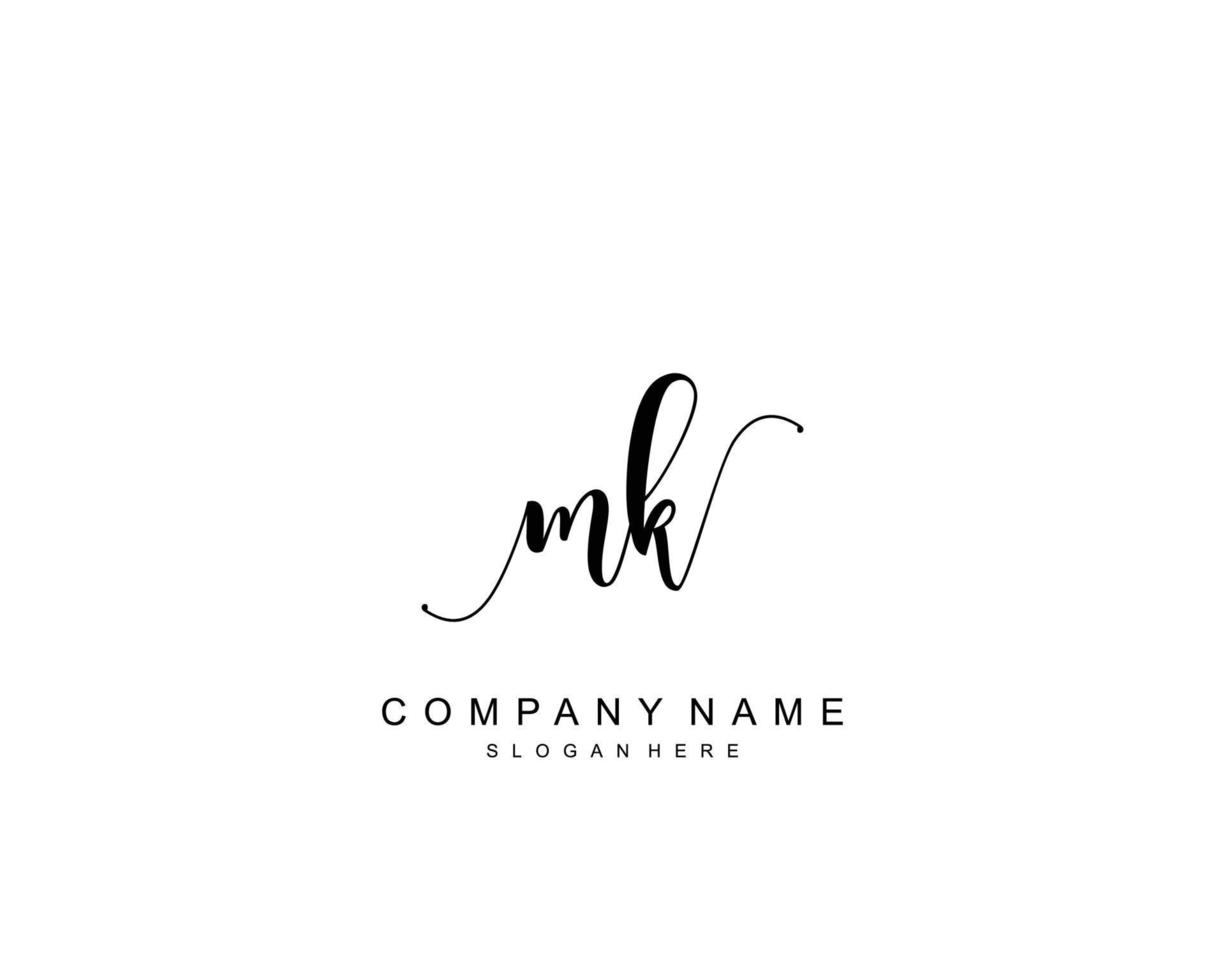 Initial MK beauty monogram and elegant logo design, handwriting logo of initial signature, wedding, fashion, floral and botanical with creative template. vector