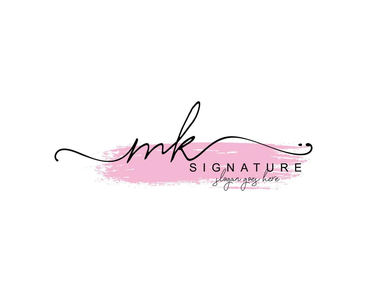 Initial MK beauty monogram and elegant logo design, handwriting logo of initial signature, wedding, fashion, floral and botanical with creative template. vector