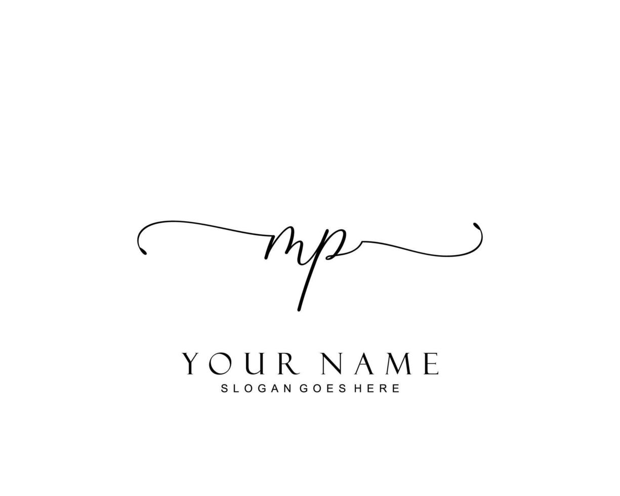 Initial MP beauty monogram and elegant logo design, handwriting logo of initial signature, wedding, fashion, floral and botanical with creative template. vector