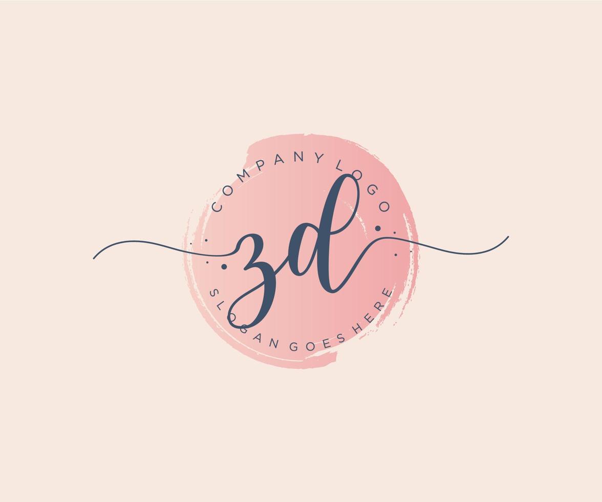 Initial ZD feminine logo. Usable for Nature, Salon, Spa, Cosmetic and Beauty Logos. Flat Vector Logo Design Template Element.