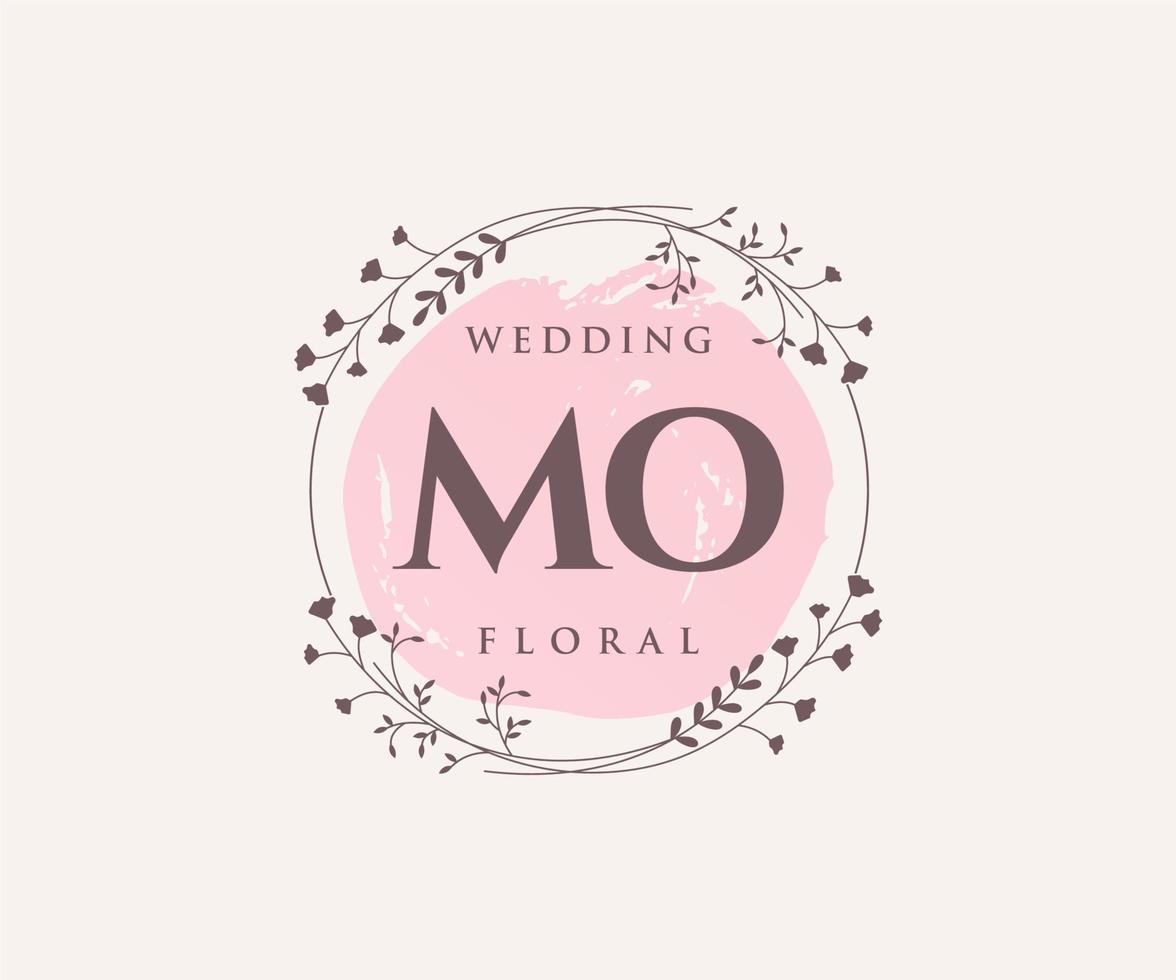 MO Initials letter Wedding monogram logos template, hand drawn modern minimalistic and floral templates for Invitation cards, Save the Date, elegant identity. vector
