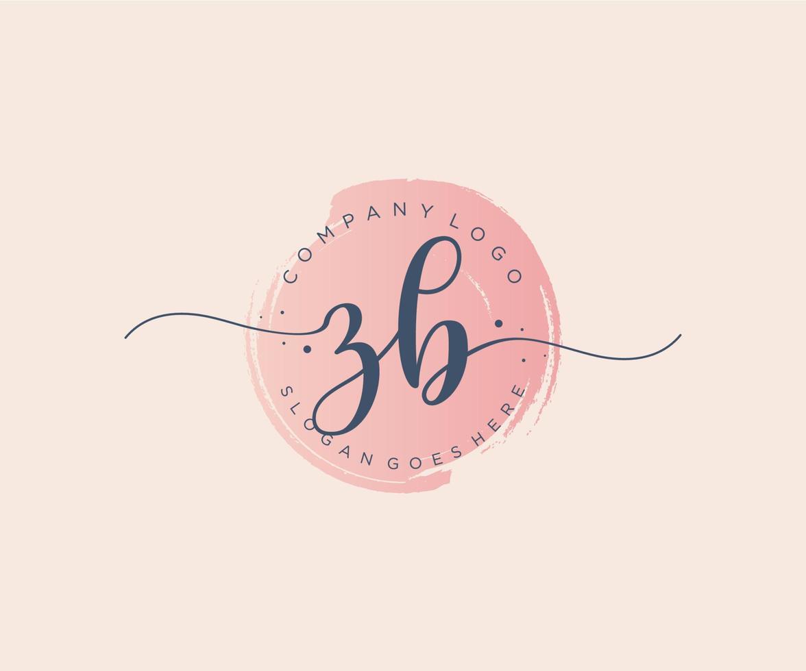 Initial ZB feminine logo. Usable for Nature, Salon, Spa, Cosmetic and Beauty Logos. Flat Vector Logo Design Template Element.