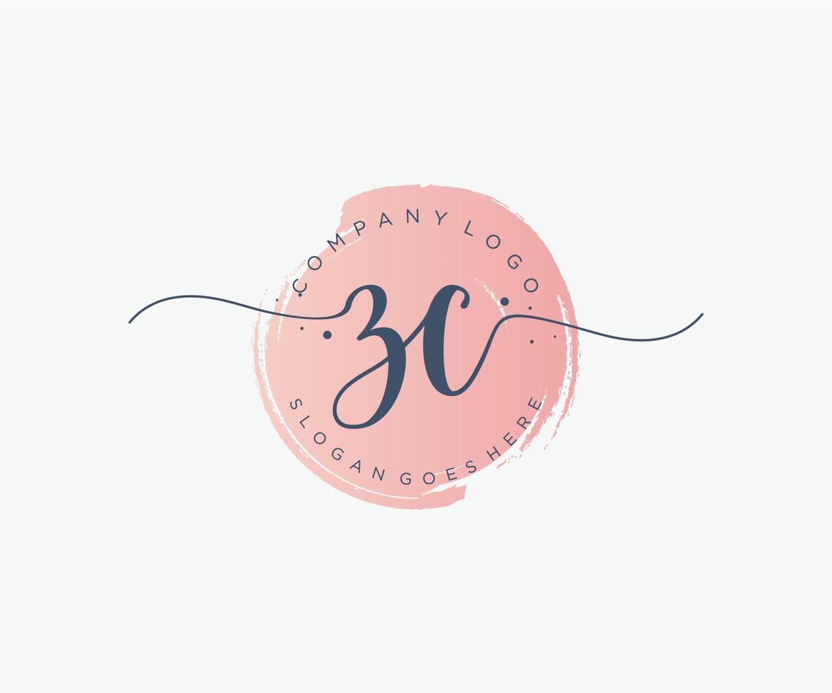 Initial ZC feminine logo. Usable for Nature, Salon, Spa, Cosmetic and Beauty Logos. Flat Vector Logo Design Template Element.