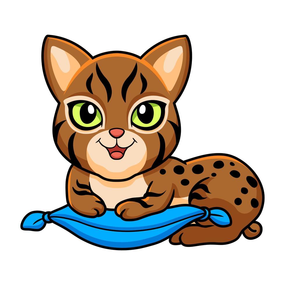 Cute pixie bob cat cartoon on the pillow vector