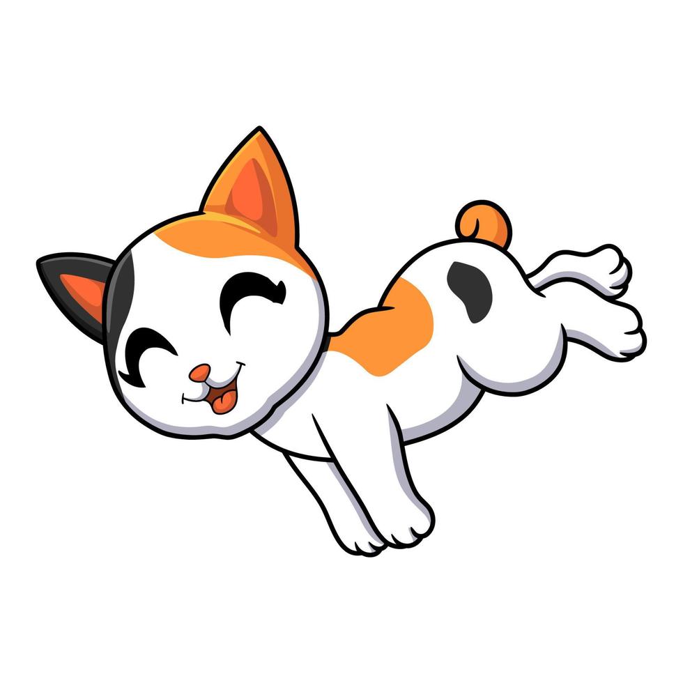 Cute japanese bobtail cat cartoon vector