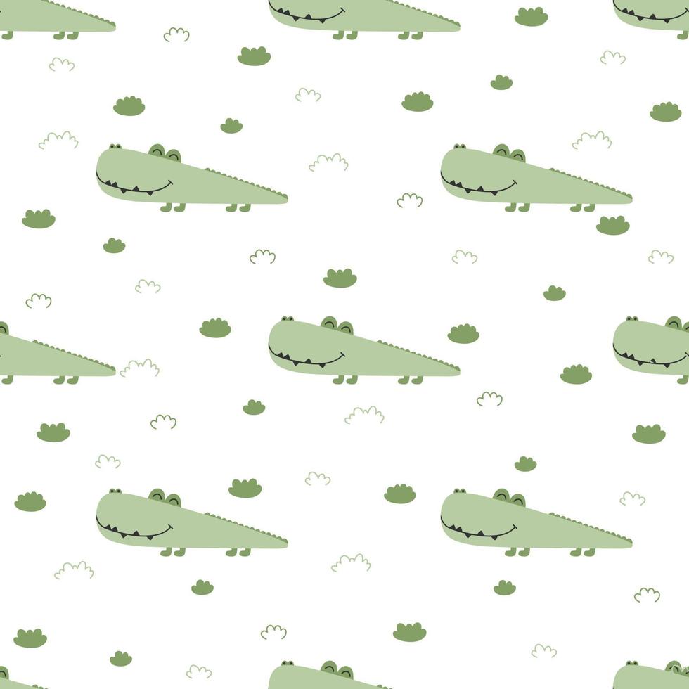 Seamless pattern with cute crocodiles. Childish background. vector