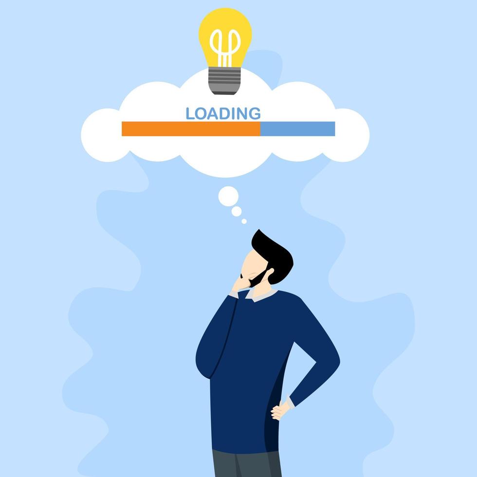 Idea loading concept. progress bar of business finance, Businessman create idea for success, vector illustration, creativity big idea concept