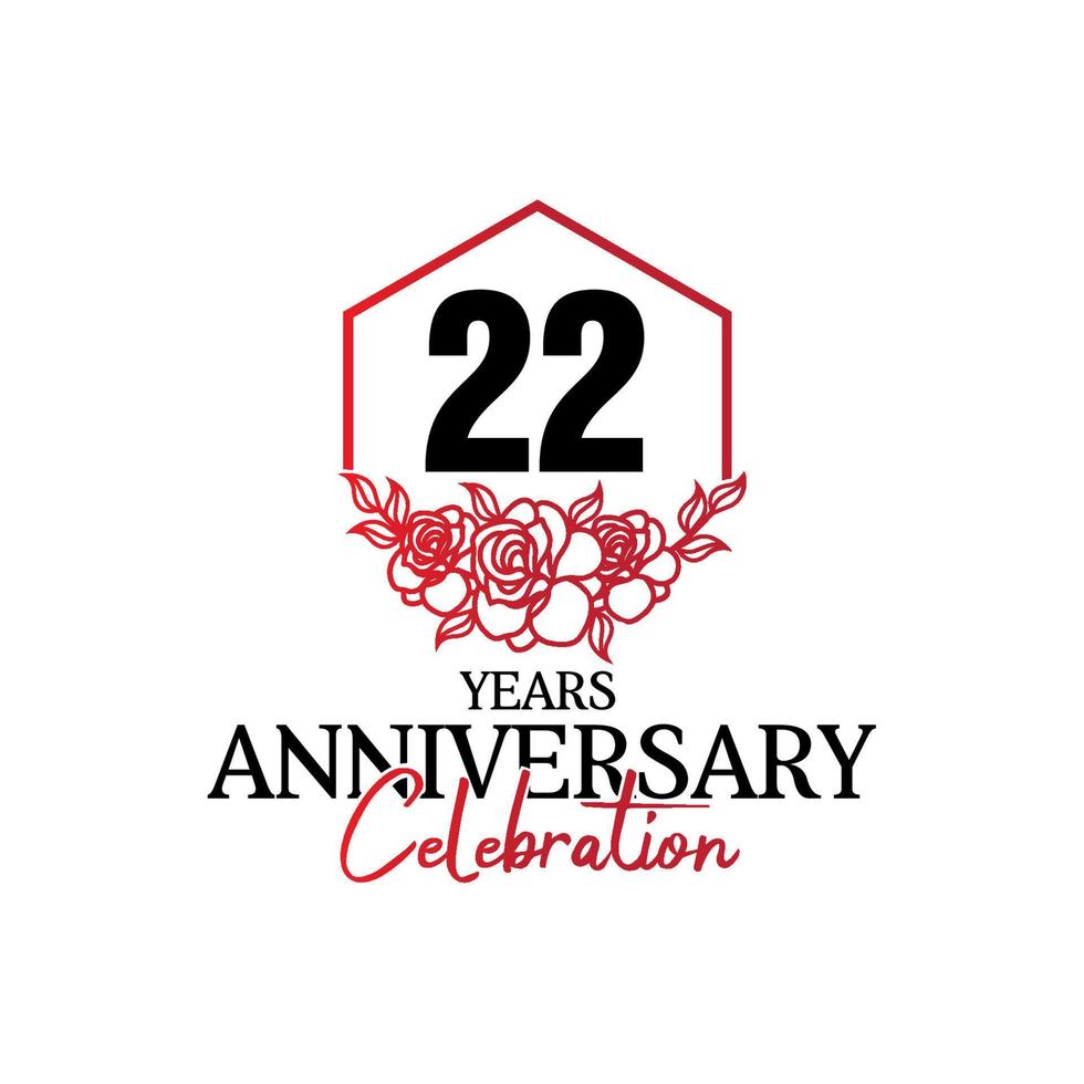 22 years anniversary logo, luxurious anniversary vector design celebration