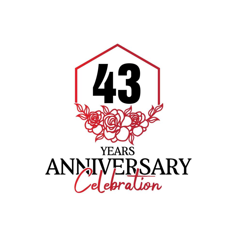 43 years anniversary logo, luxurious anniversary vector design celebration