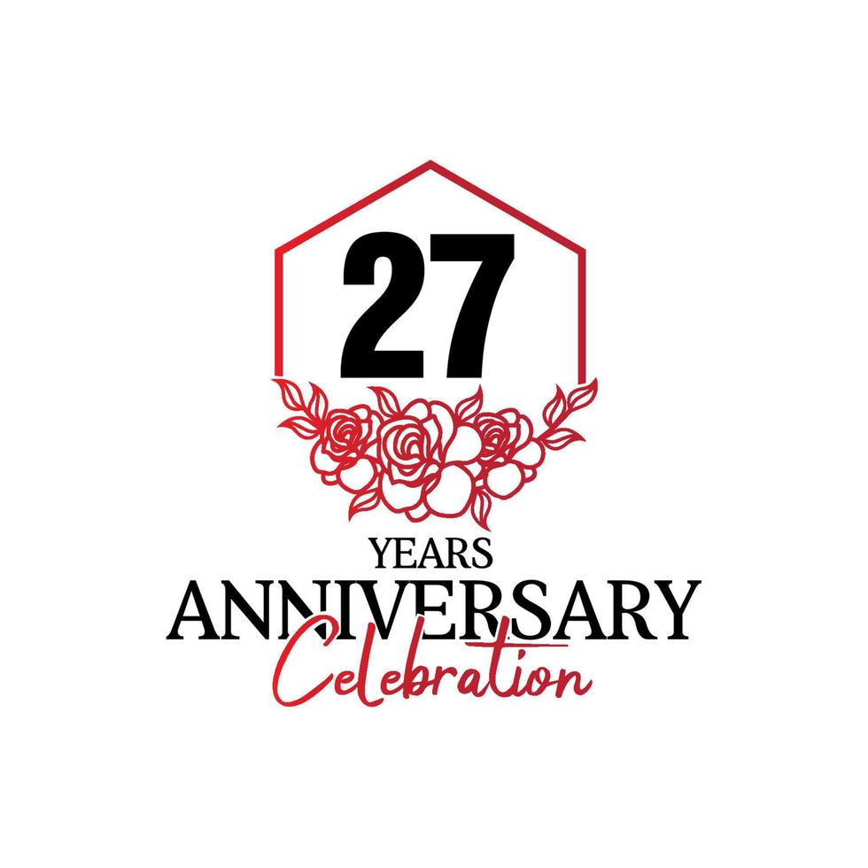 27 years anniversary logo, luxurious anniversary vector design celebration