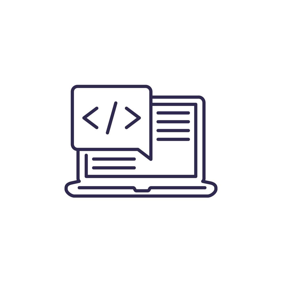 coding line icon with a laptop vector