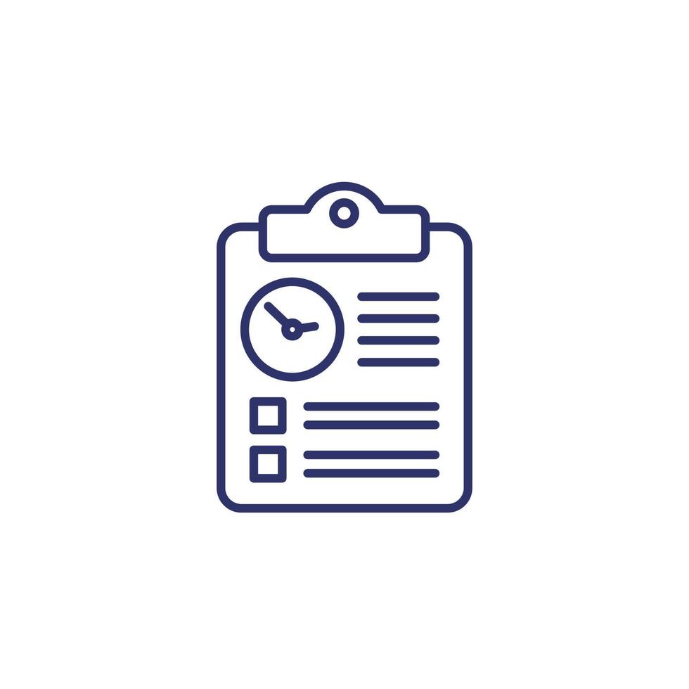 timesheet, time tracking line icon vector