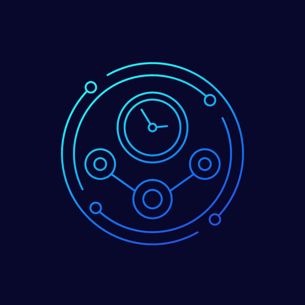 time tracking line icon for web vector