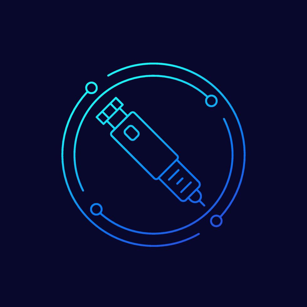 insulin pen line icon, vector