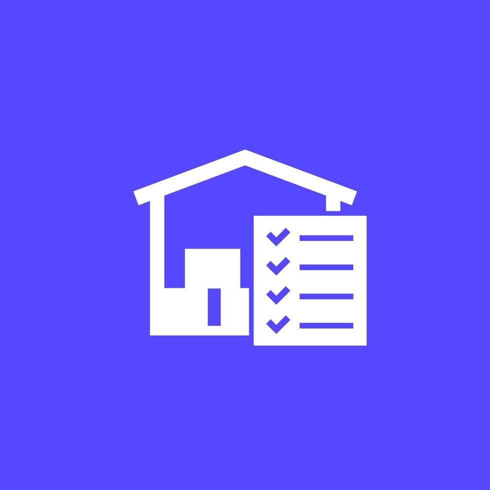 inventory, stock icon with warehouse vector