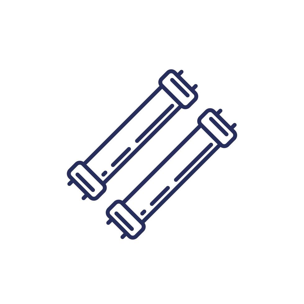 tubo fluorescente, icono de línea de lámpara vector