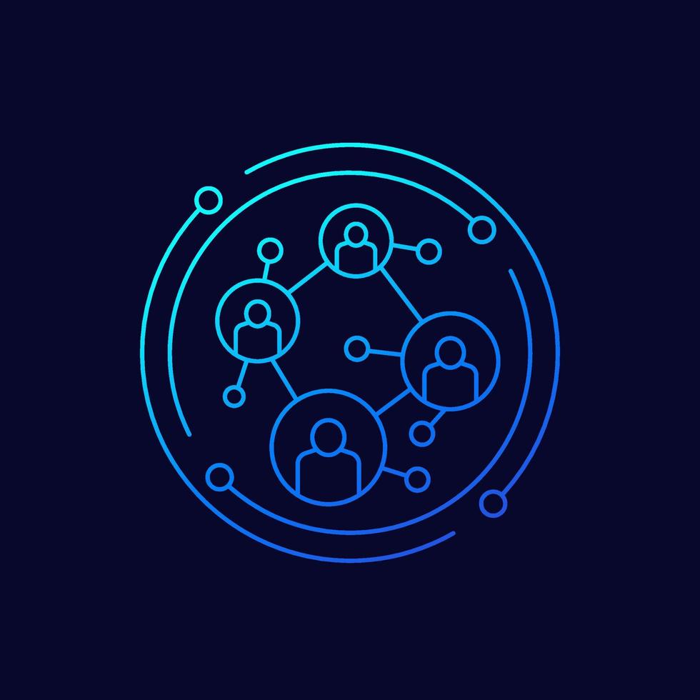 social network, connecting people line vector icon