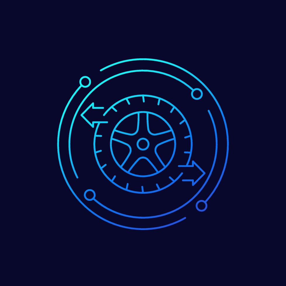 wheel alignment icon, linear design vector