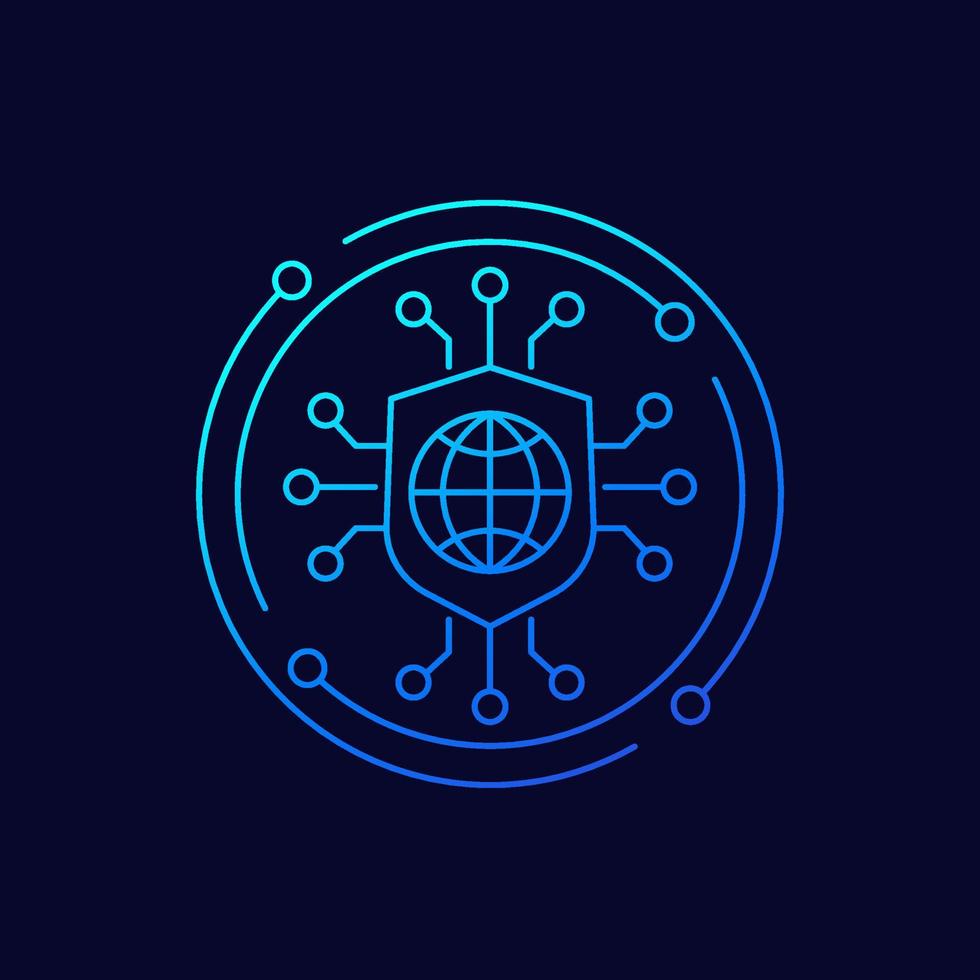 secure network, online security line vector icon