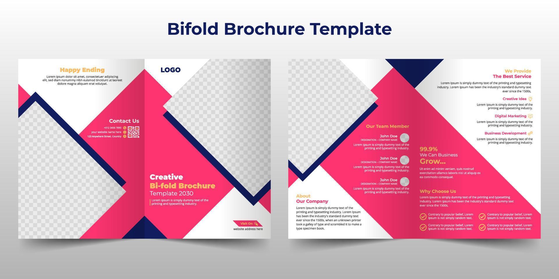 Creative Corporate Business Bifold Brochure Template Design, abstract bifold brochure vector template