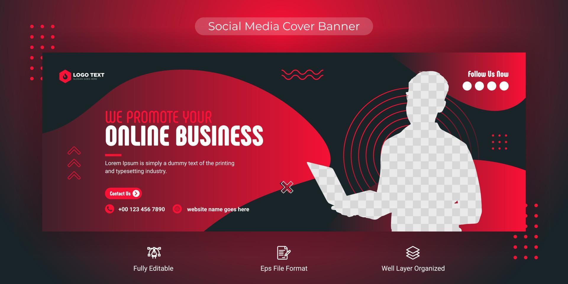 plantilla de publicación de banner de portada de redes sociales de marketing de negocios corporativos creativos vector