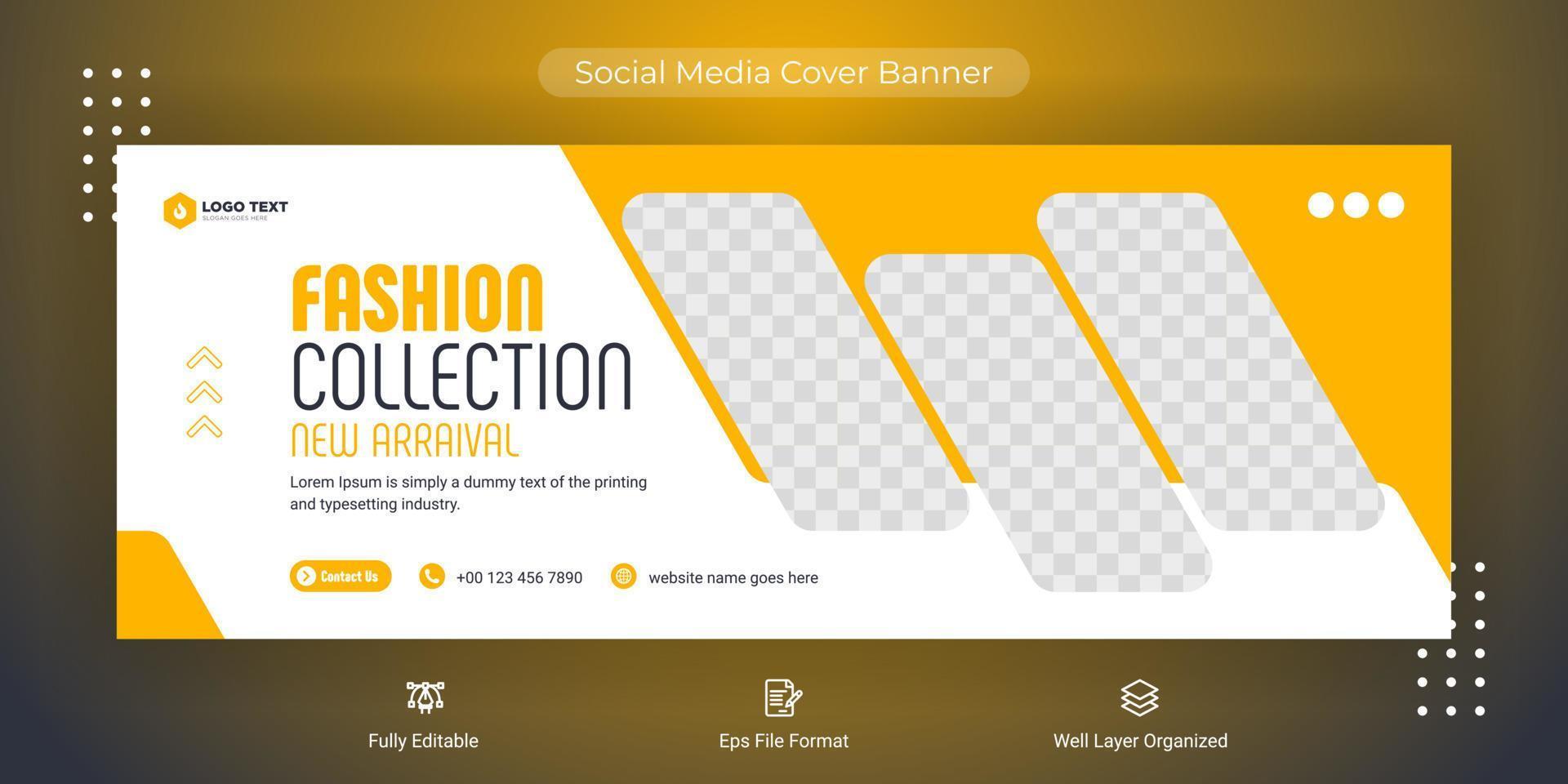 Fashion social media cover banner post template, Web banner timeline template vector