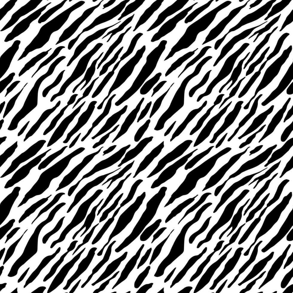 Seamless vector black and white zebra fur pattern. Stylish wild zebra print. Animal print background for fabric, textile, design, advertising banner.
