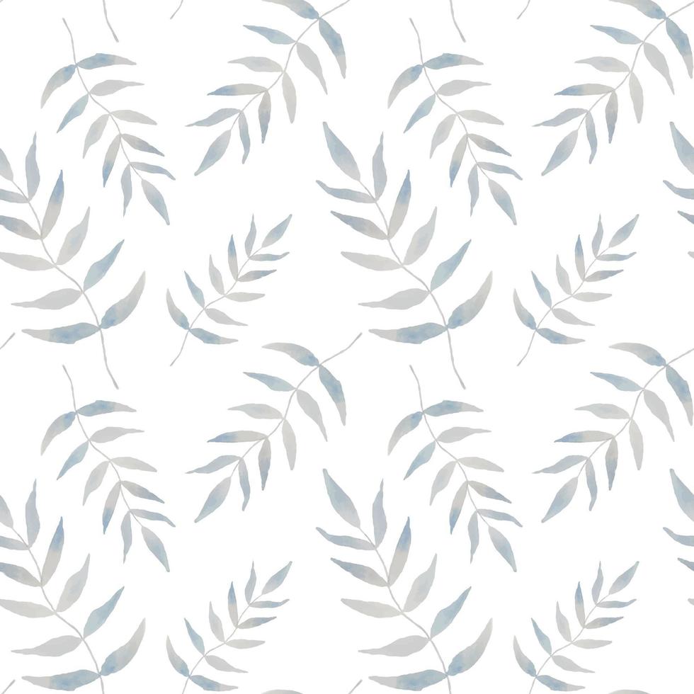 hermoso patrón botánico sin costuras - ramas dibujadas a mano con acuarela sobre fondo blanco vector