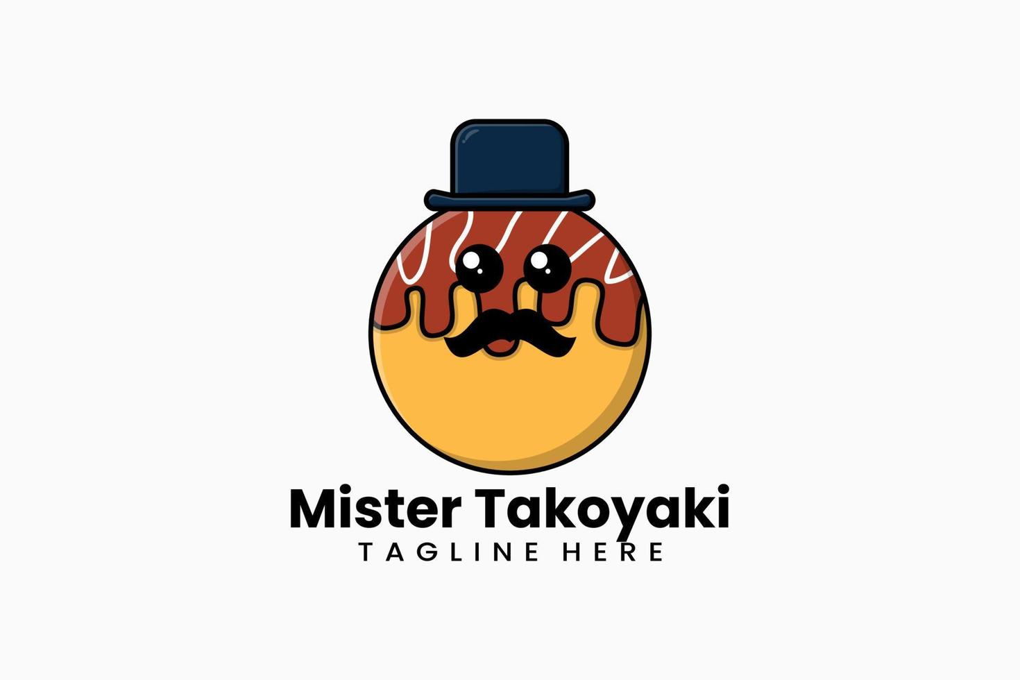 logotipo de mister takoyaki de plantilla plana moderna vector