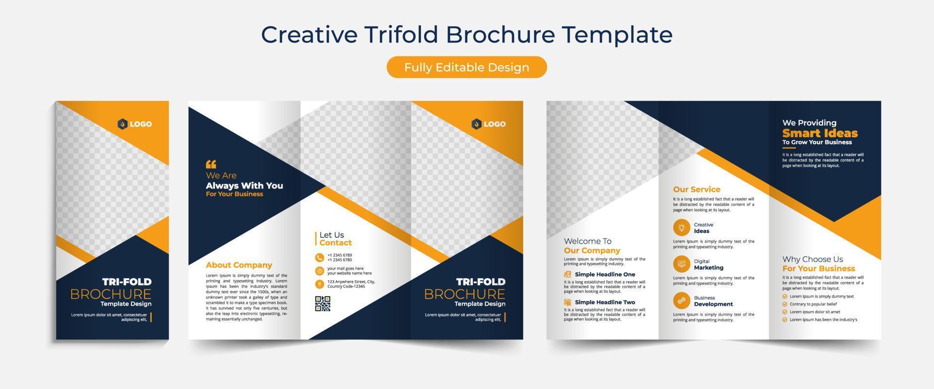 diseño de plantilla de folleto tríptico de negocios corporativos creativos, folleto tríptico de negocios abstracto, diseño de plantilla de folleto vectorial. diseño de folleto, portada, informe anual, póster, volante triple vector