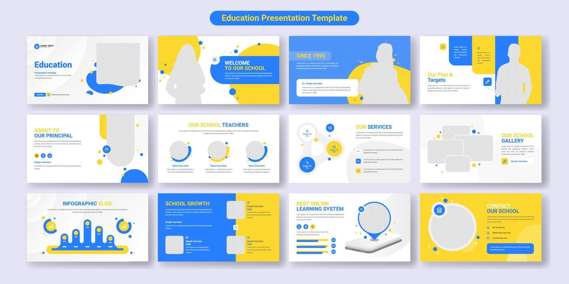 Education presentation slides template design. Use for modern presentation background, brochure design, website slider, landing page, annual report, school profile vector