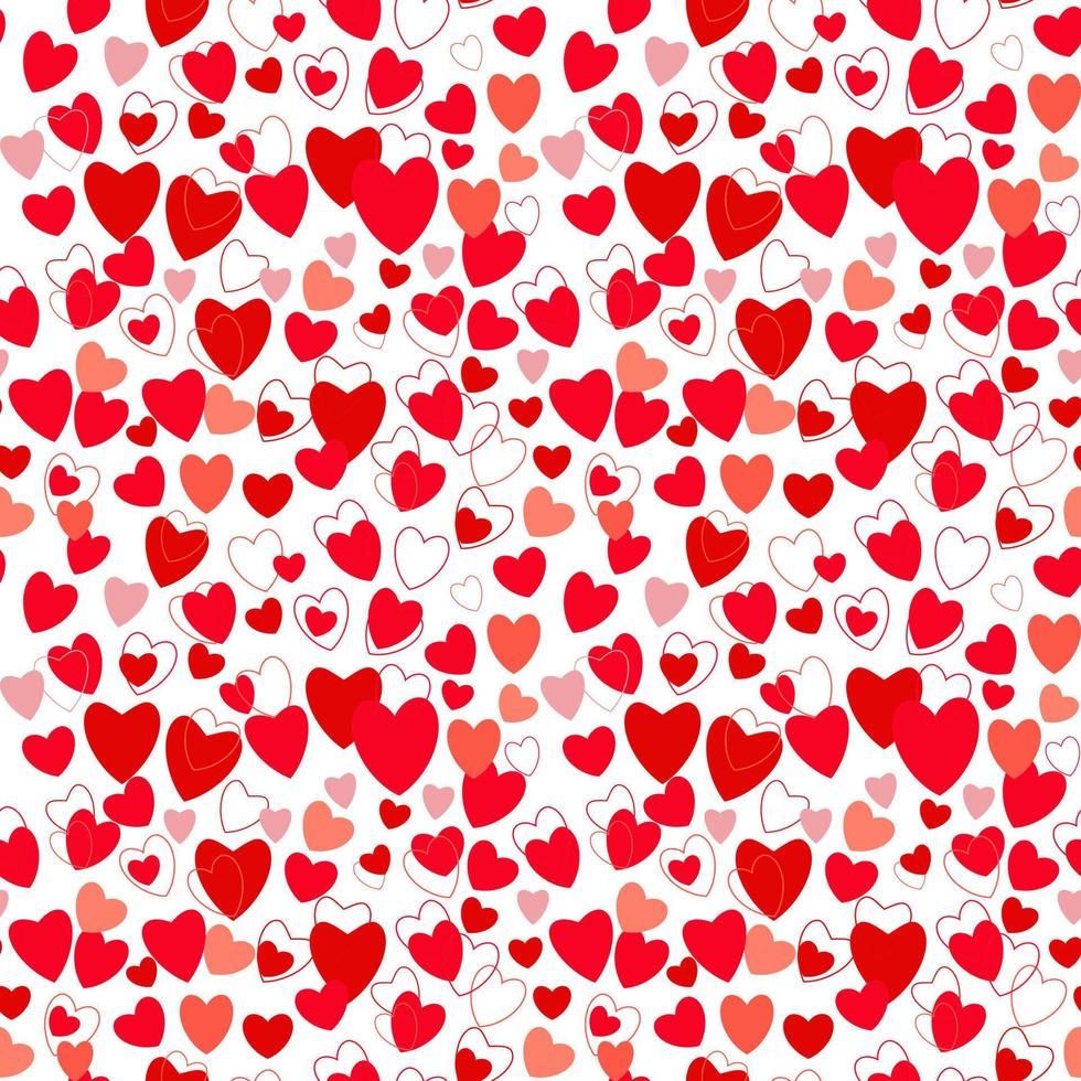 Red and pink hearts seamless pattern. vector