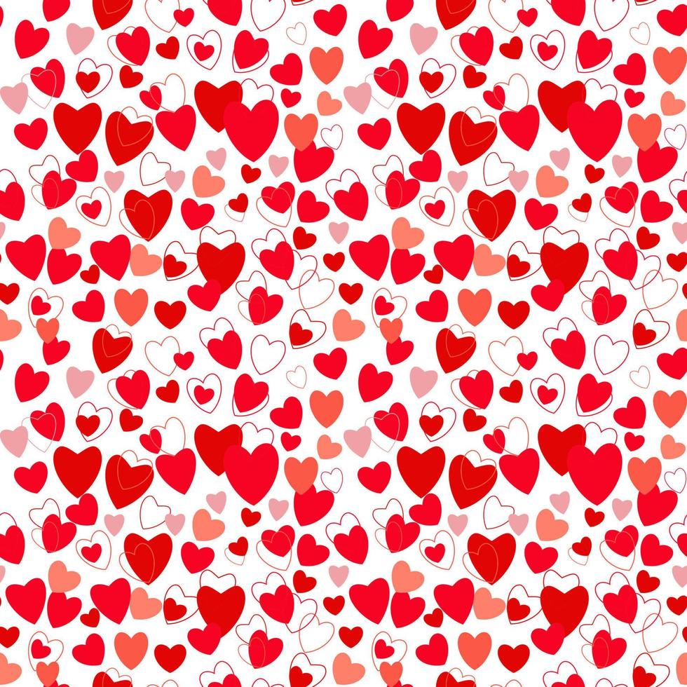 Red and pink hearts seamless pattern. vector