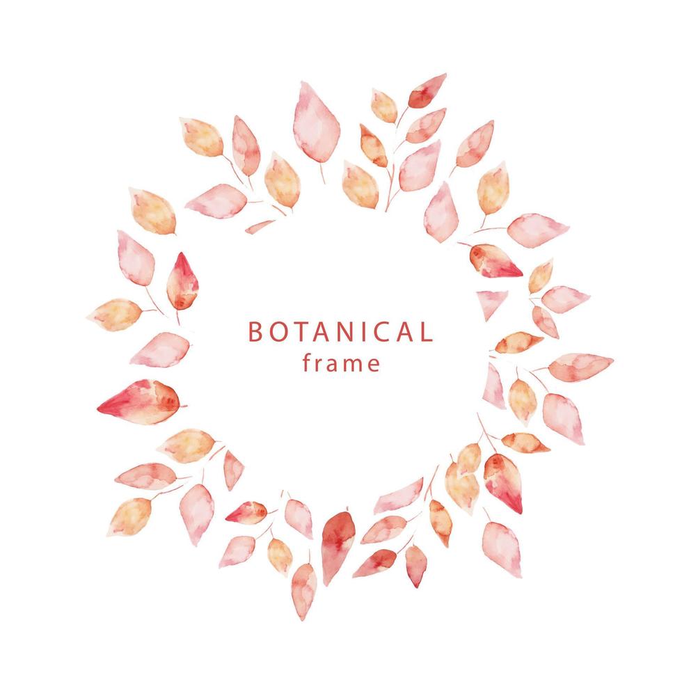 Herbal minimalistic vector frame. Watercolor Hand painted red branches on white background.