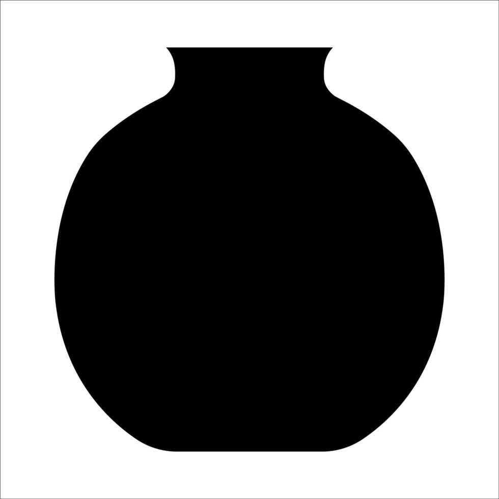 Black vector illustration of modern ceramic vase. Single element in trendy boho style isolated on white background