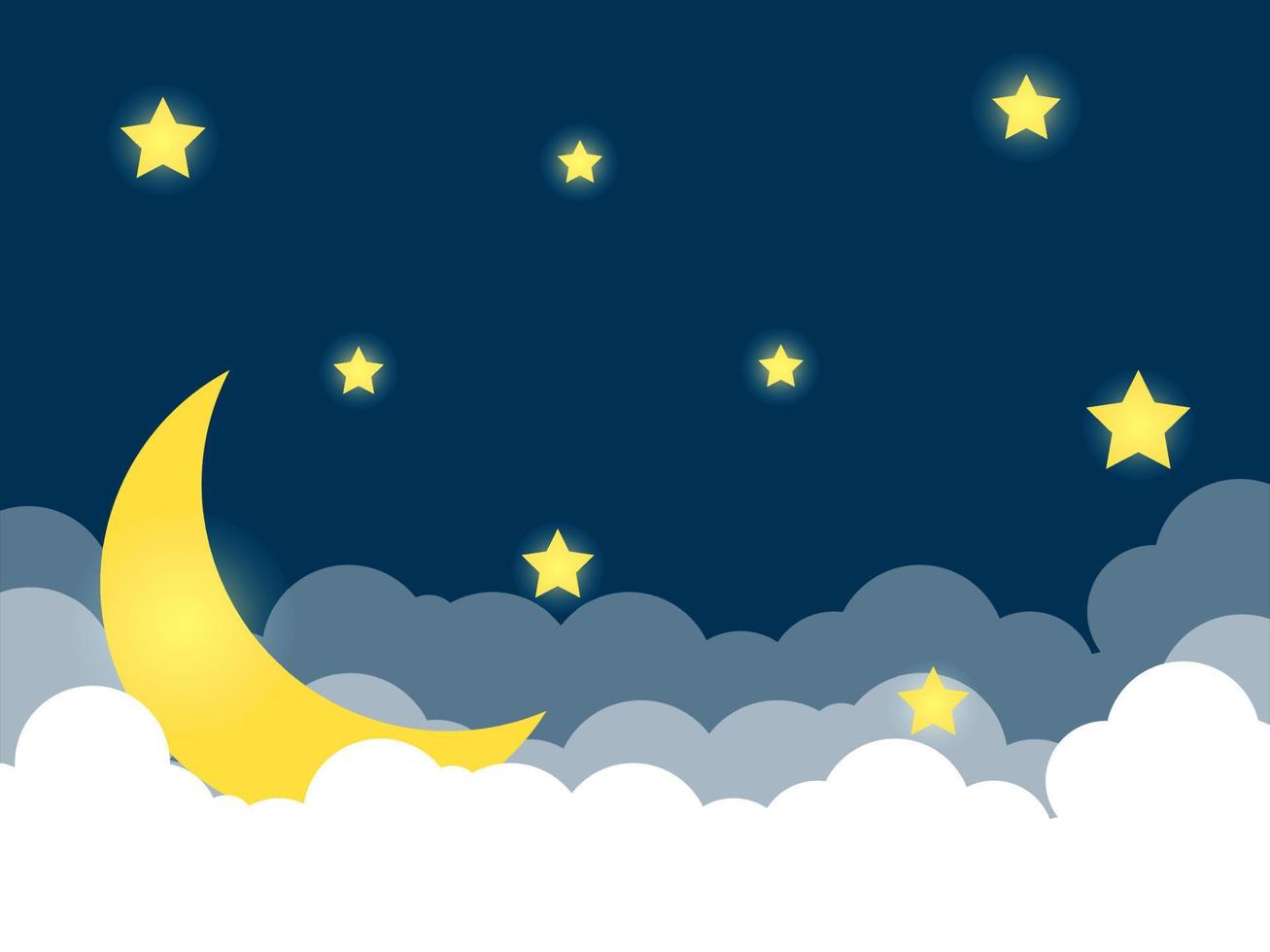 Flat design moon and stars background vector