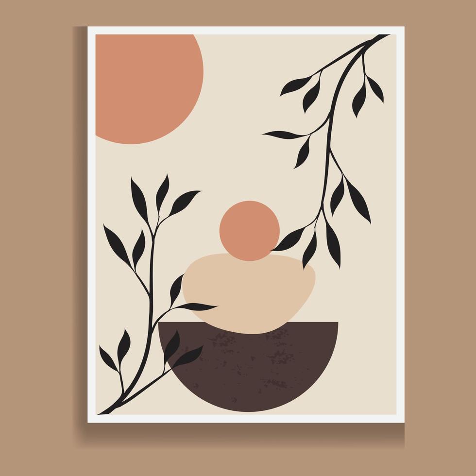Botanical wall art vector set. Golden foliage line art drawing with watercolor. Abstract Plant Art design for wall framed prints, canvas prints, posters, home decorators, covers, and wallpaper.