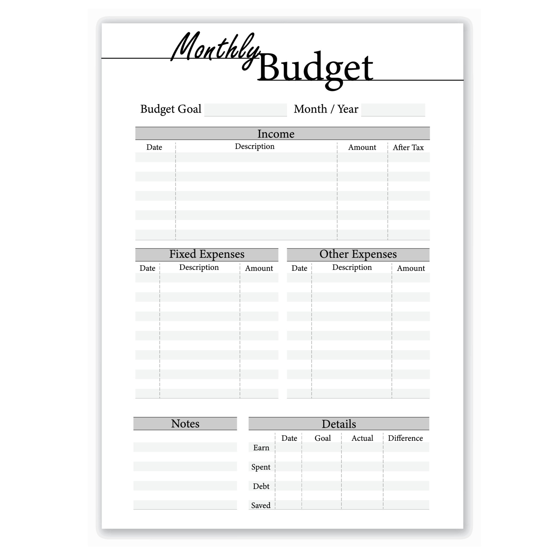 Classic Professional Monthly Budget Plan Template 17112828 Vector Art Classic Professional Monthly Budget Plan Template 17112828 Vector Art