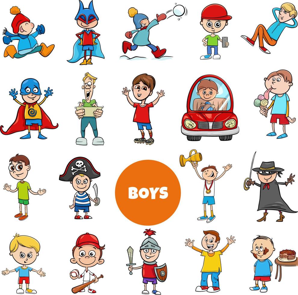 conjunto de personajes de niños de edad primaria y adolescente de dibujos animados vector