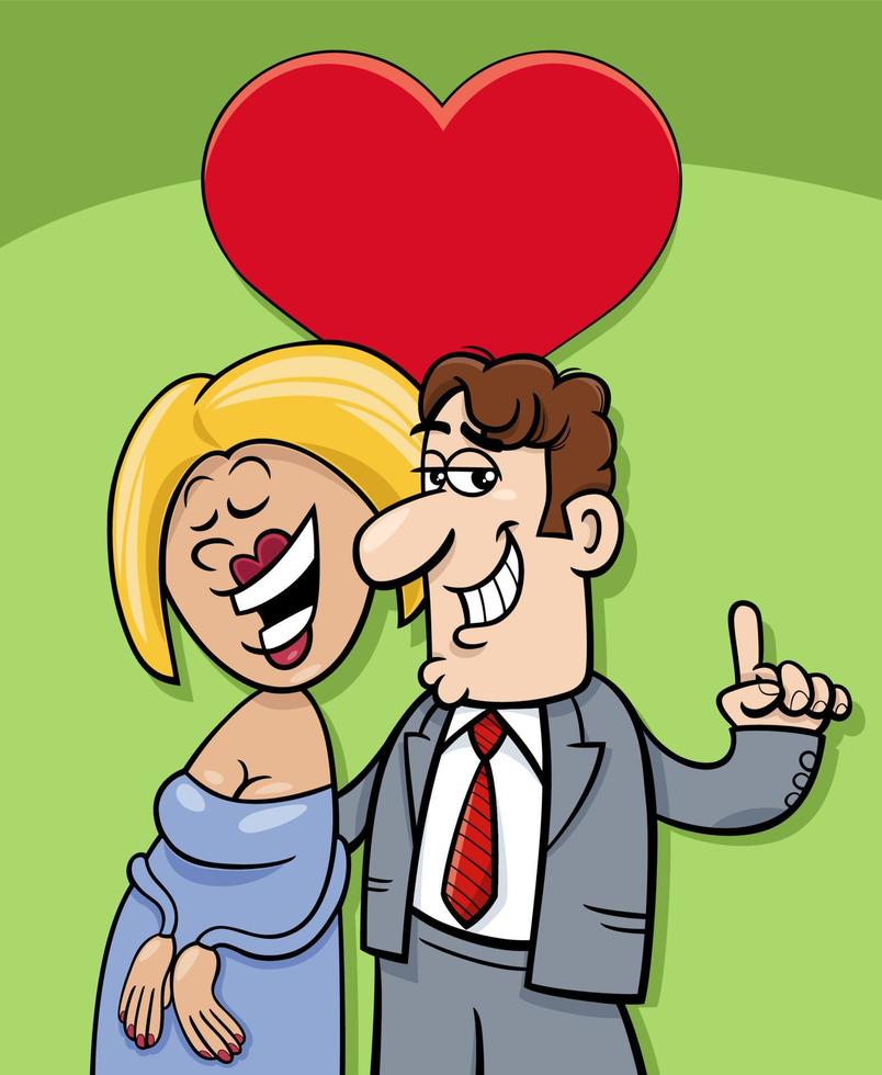 valentine card with cartoon couple in love vector