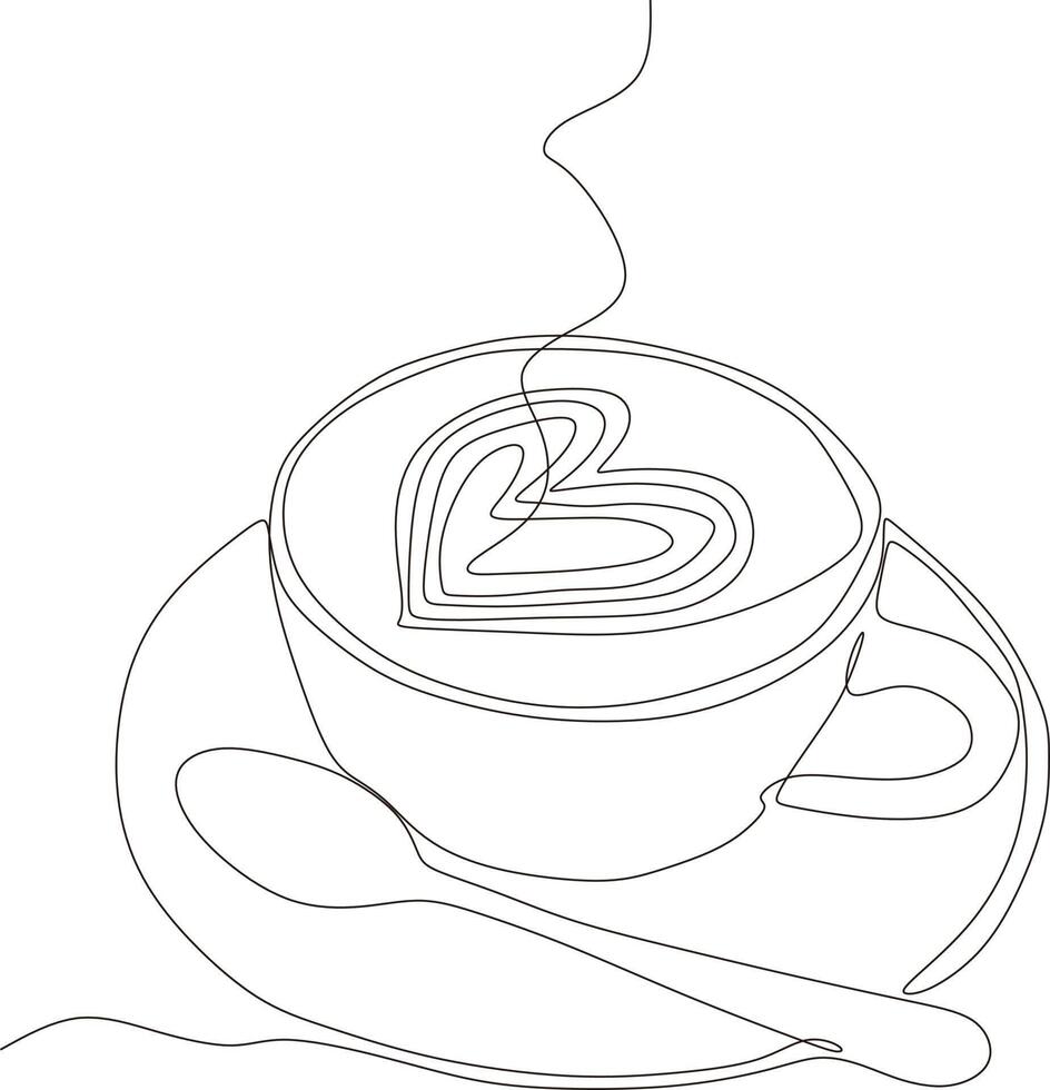 Heart. Continuous line art drawing. Hand drawn vector illustration in black and white continuous lines. Line art decorative design