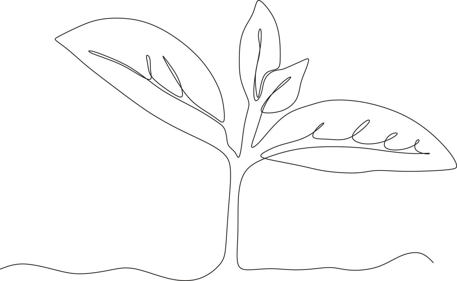 continuous line of sprout vector growing plantation and agriculture logo