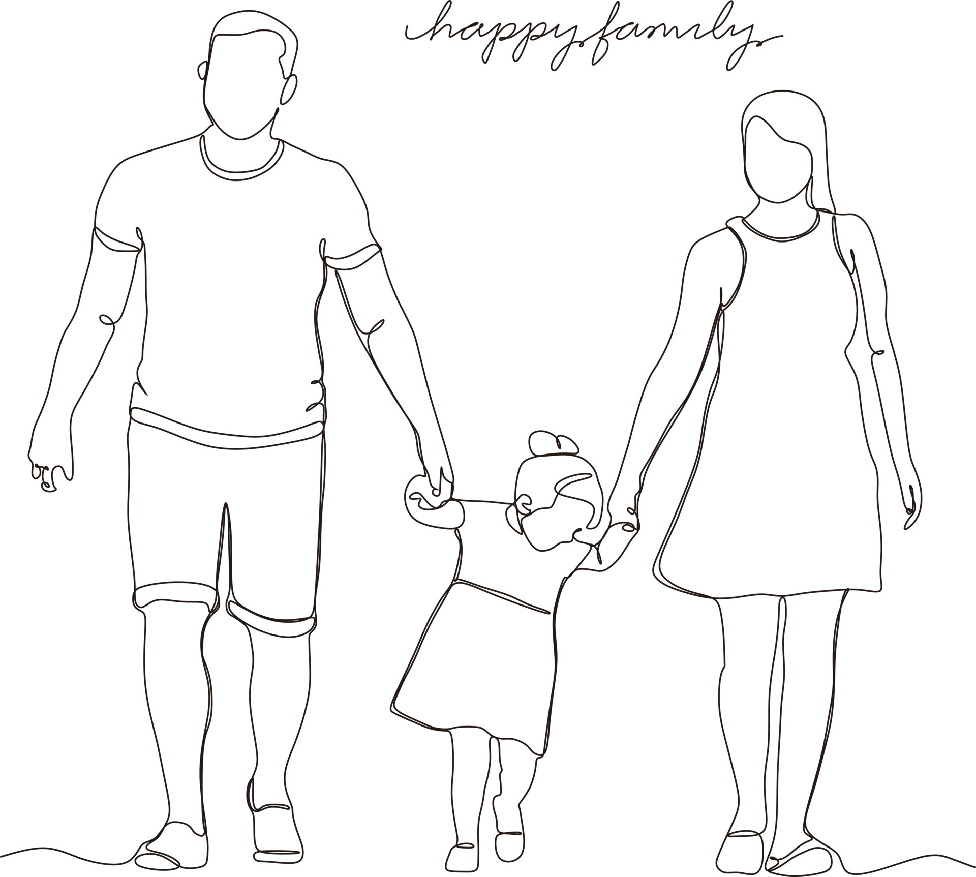 continuous line happy family vector,illustration 17112922 Vector Art at ...