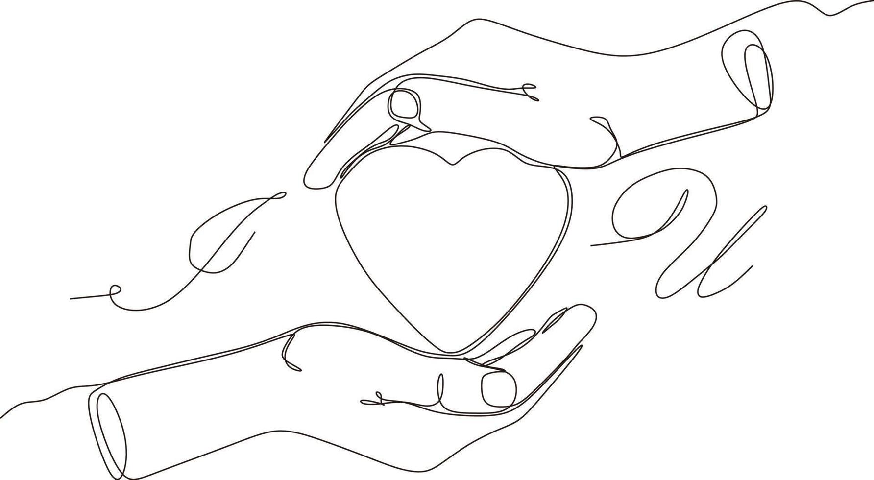 Heart. Continuous line art drawing. Hand drawn vector illustration in black and white continuous lines. Line art decorative design