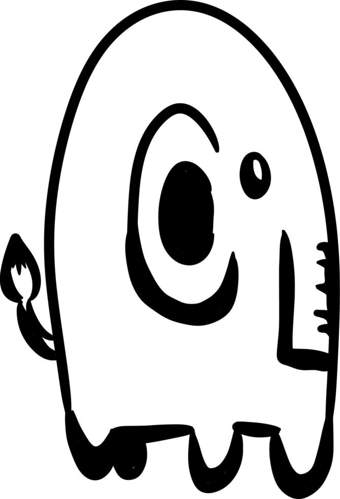black and white of cute elephant cartoon for coloring vector