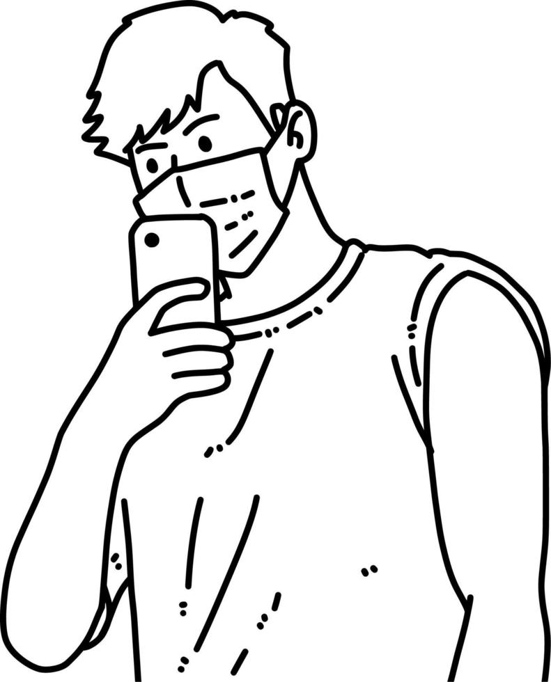 black and white of cute man carton for coloring vector