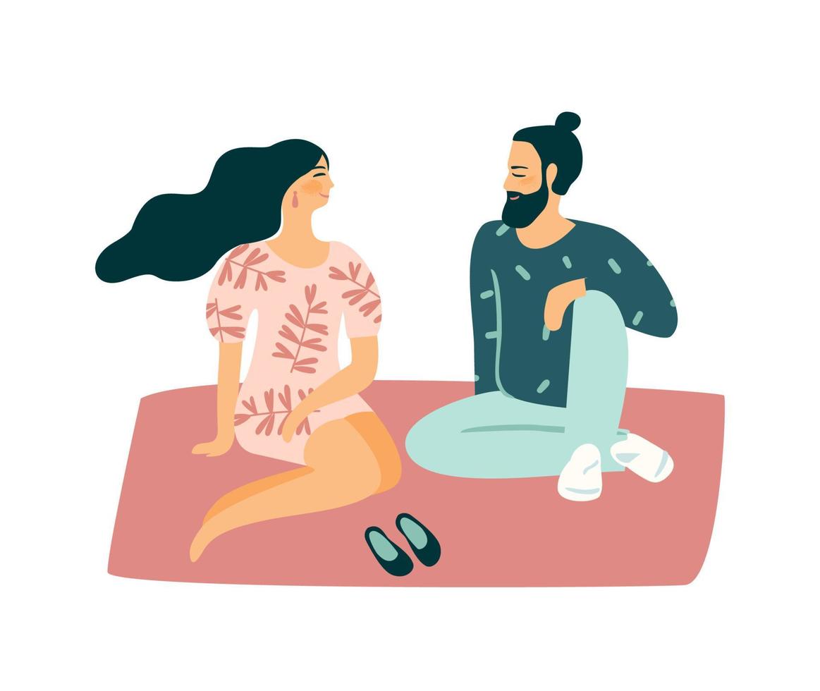 ilustración romántica con hombre y mujer. amor, historia de amor, relación. concepto de diseño vectorial para el día de san valentín y otros usos. vector