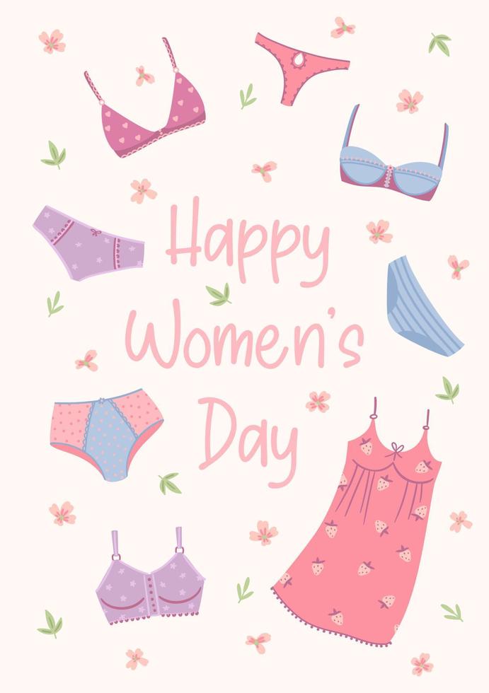 Illustration with women's underwear. Vector design concept for International Women s Day and other use